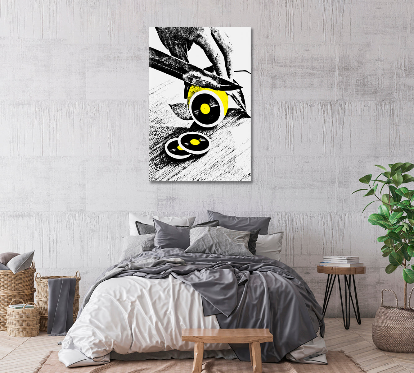 Abstract Lemon Cut Vinyl Record Canvas Print-Canvas Print-CetArt-1 panel-16x24 inches-CetArt