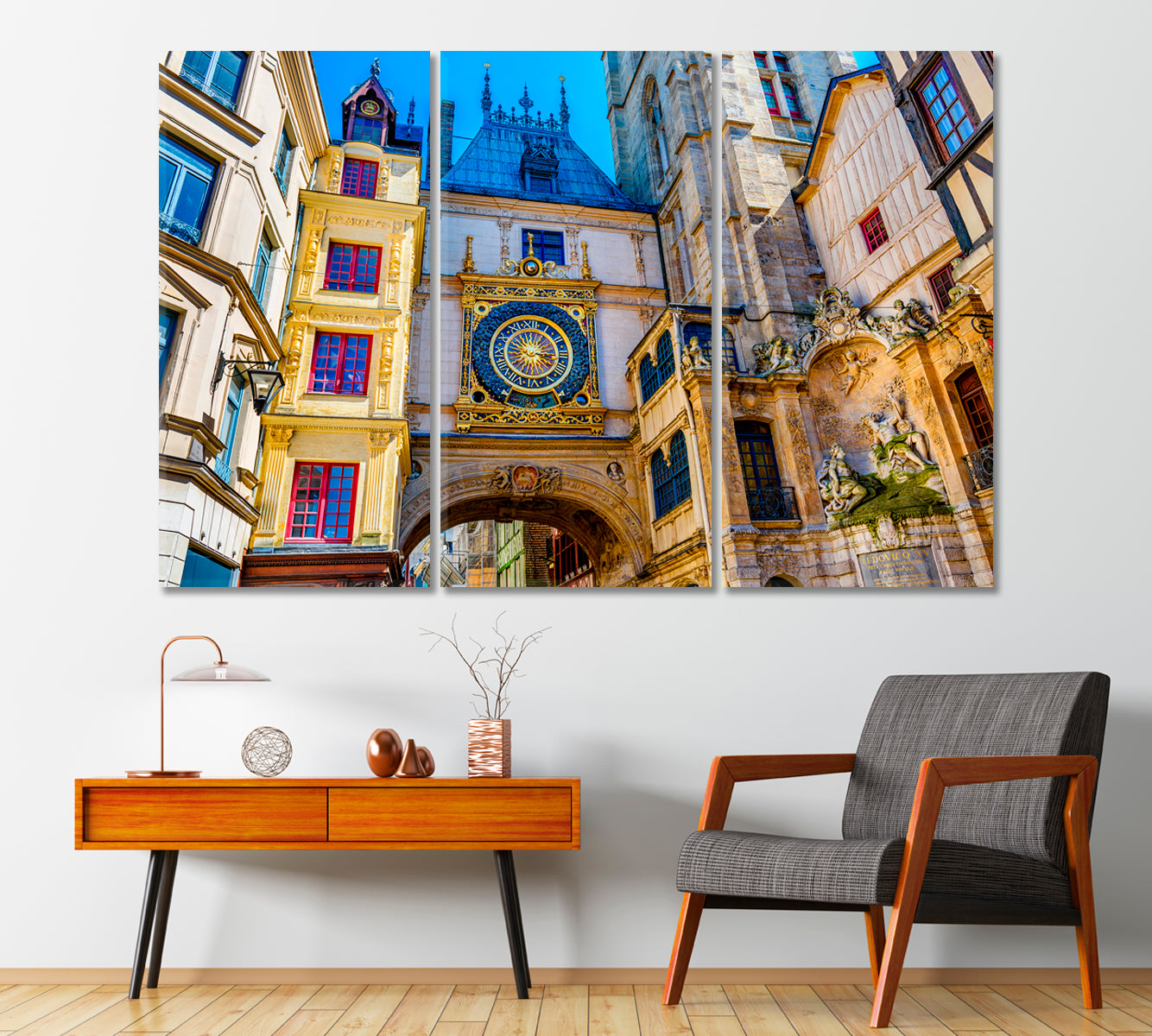 Large Astronomical Clock in Rouen France Canvas Print-Canvas Print-CetArt-1 Panel-24x16 inches-CetArt