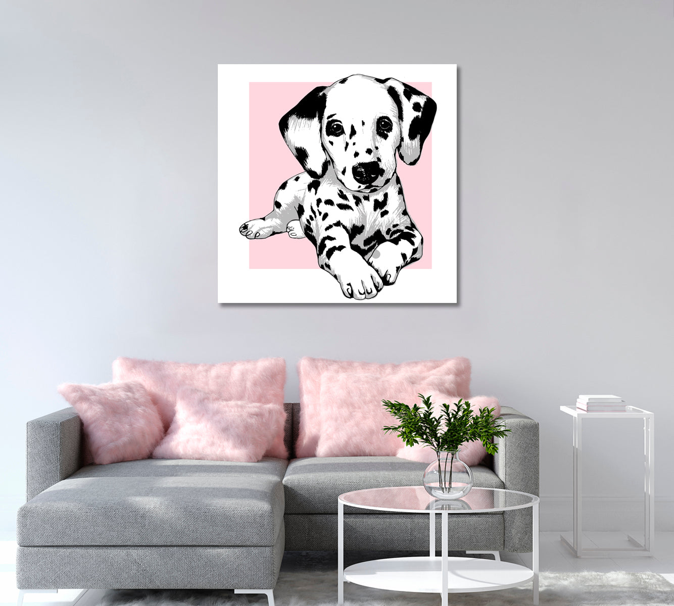 Cute Dalmatian Puppy Canvas Print-Canvas Print-CetArt-1 panel-12x12 inches-CetArt