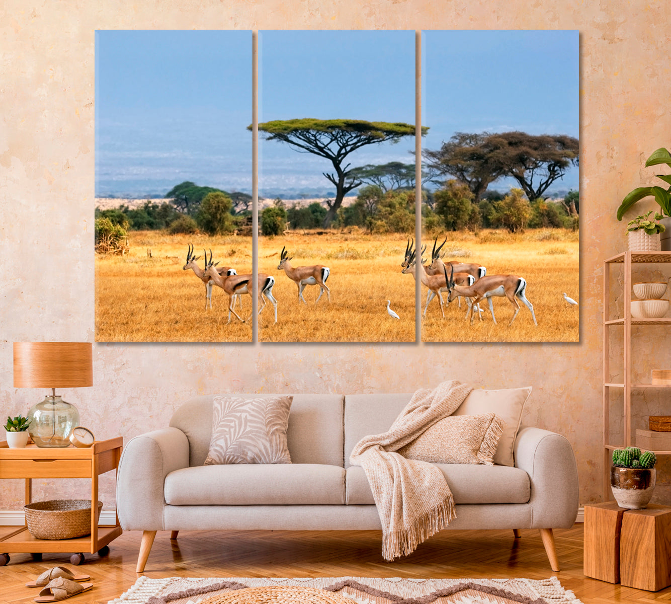 African Landscape with Gazelles Kenya Canvas Print-Canvas Print-CetArt-1 Panel-24x16 inches-CetArt