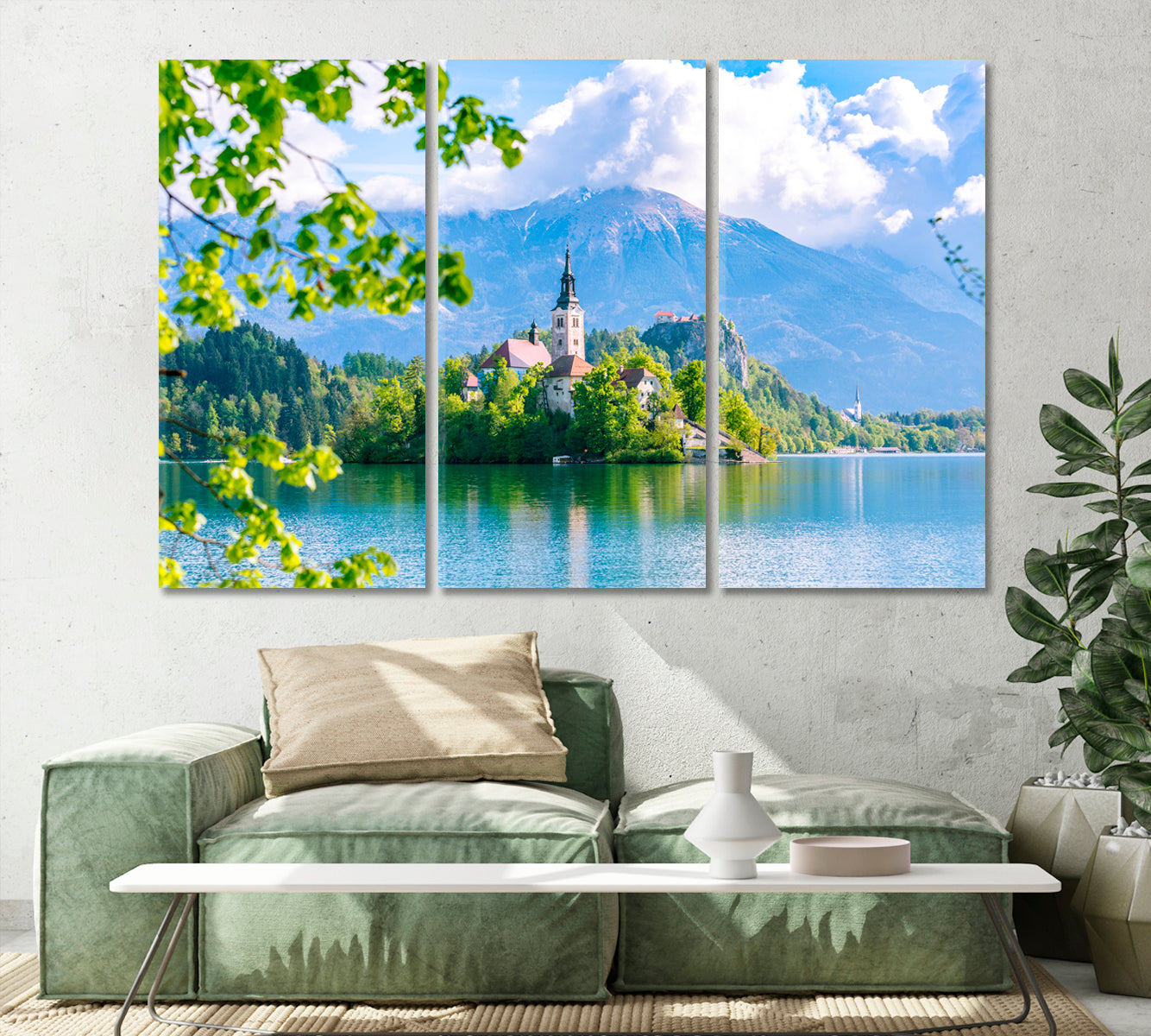 Bled Lake in Sunny Day Slovenia Canvas Print-Canvas Print-CetArt-1 Panel-24x16 inches-CetArt