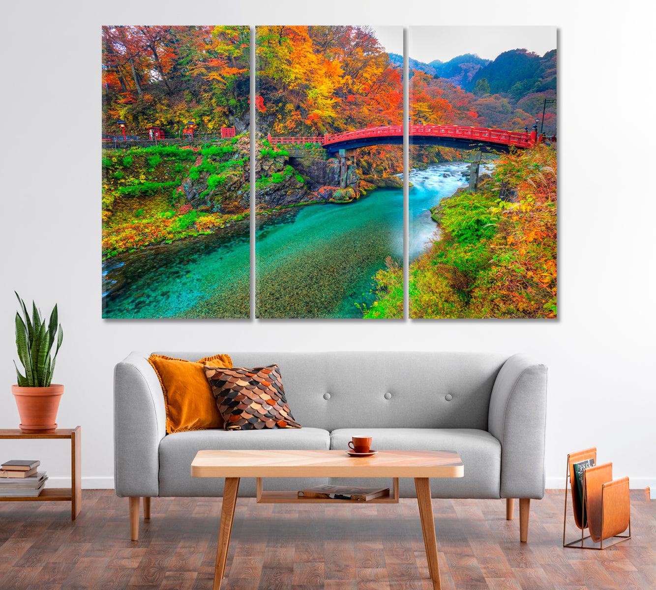 Shinkyo Bridge in Autumn Season Japan Canvas Print-Canvas Print-CetArt-1 Panel-24x16 inches-CetArt