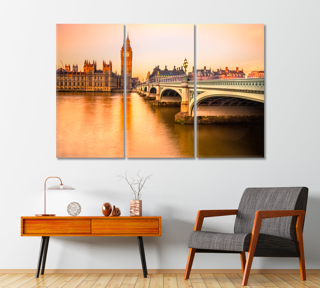 Big Ben House of Parliament and Westminster Bridge London Canvas Print-Canvas Print-CetArt-1 Panel-24x16 inches-CetArt