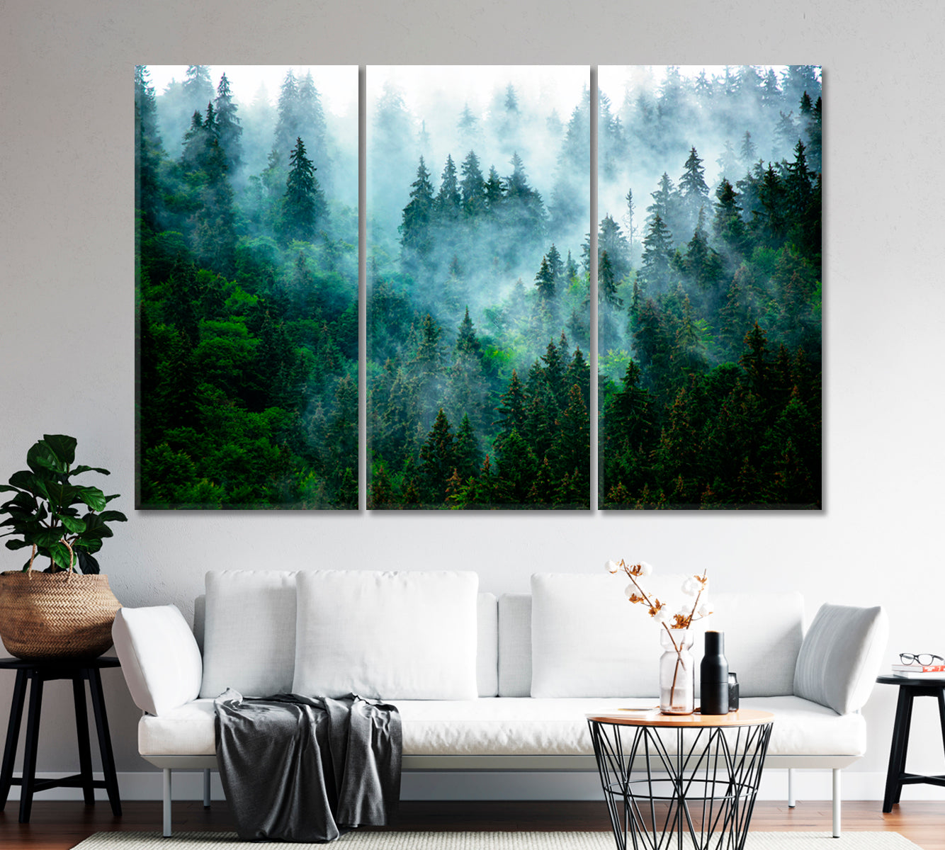 Foggy Mystical Spruce Forest Canvas Print-Canvas Print-CetArt-1 Panel-24x16 inches-CetArt