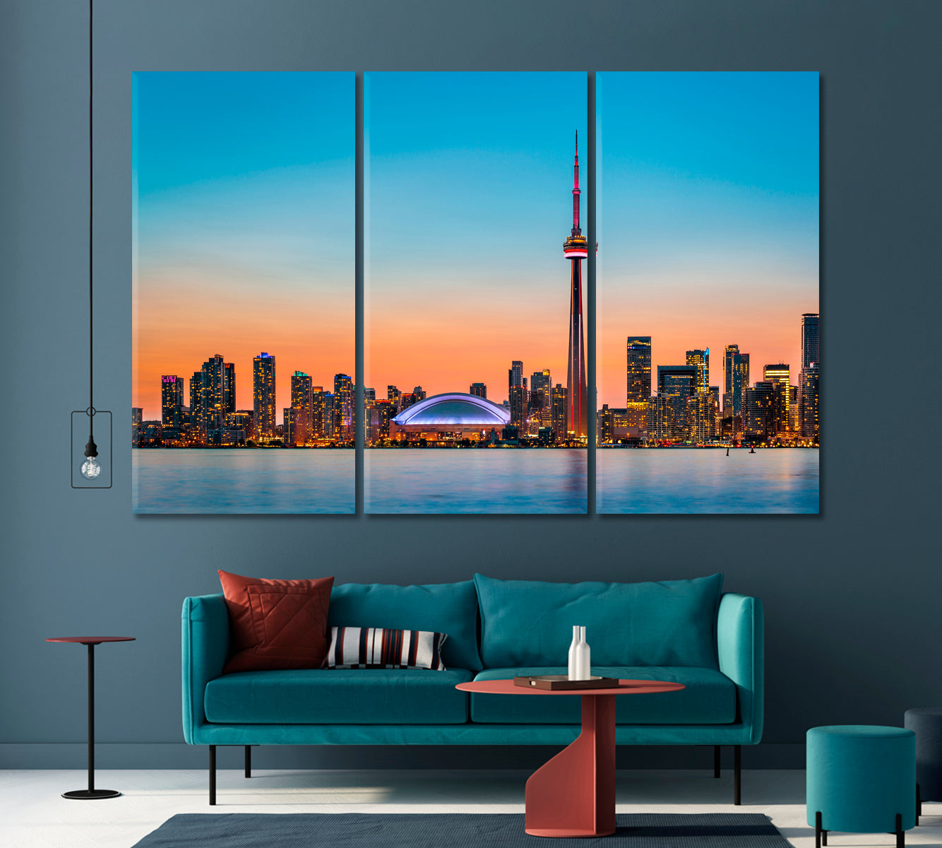 Skyline Toronto over Ontario Lake at Twilight Canvas Print-Canvas Print-CetArt-1 Panel-24x16 inches-CetArt