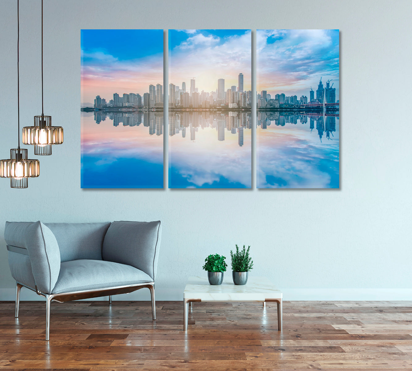 Urban City Skyline Canvas Print-Canvas Print-CetArt-1 Panel-24x16 inches-CetArt