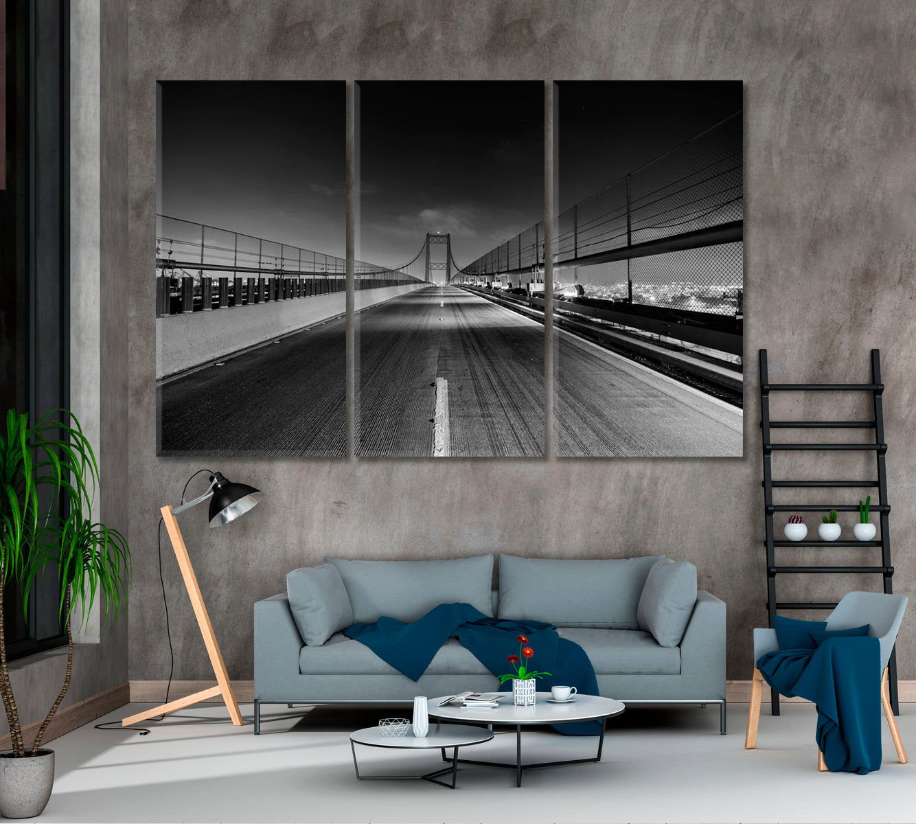 Vincent Thomas Bridge Los Angeles California Canvas Print-Canvas Print-CetArt-3 Panels-36x24 inches-CetArt