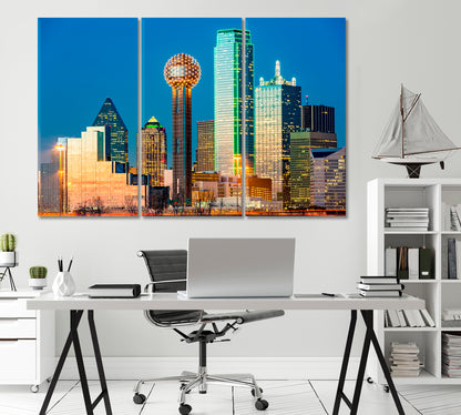 Dallas Skyline at Sunset USA Canvas Print-Canvas Print-CetArt-1 Panel-24x16 inches-CetArt