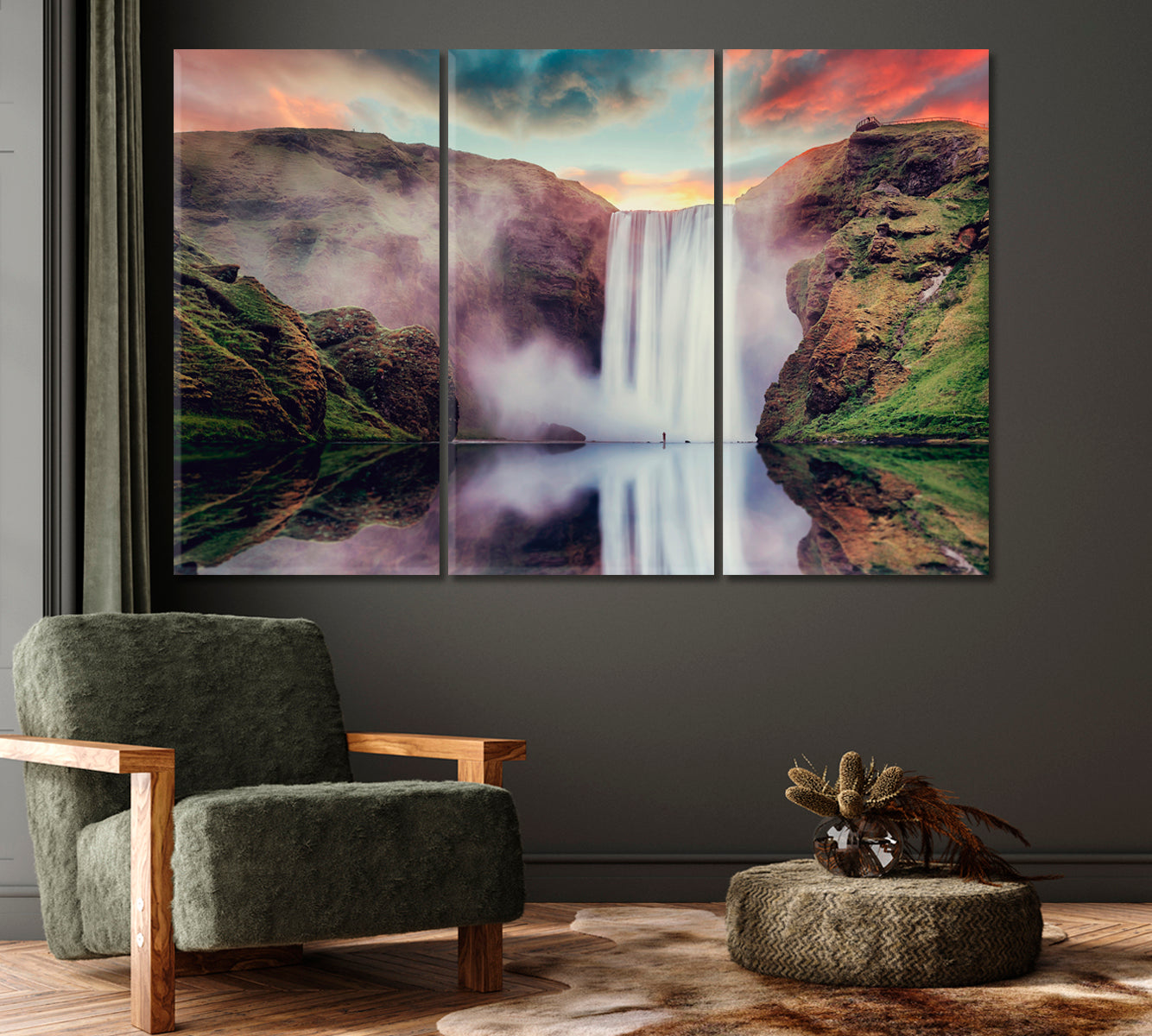 The Breathtaking Beauty of Skogafoss Falls Iceland Canvas Print-Canvas Print-CetArt-1 Panel-24x16 inches-CetArt