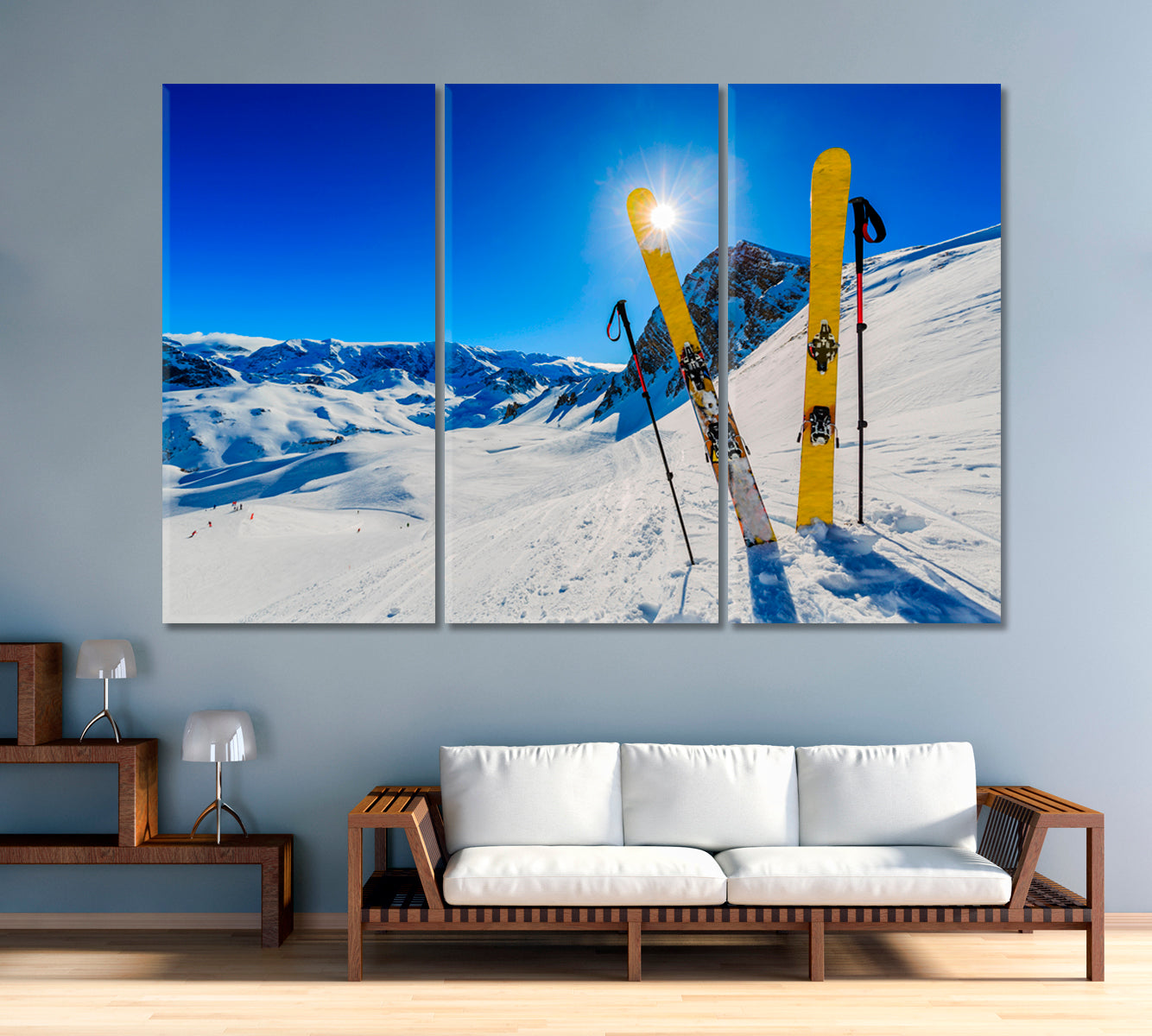 Ski on Sunny Mountain Alps Canvas Print-Canvas Print-CetArt-1 Panel-24x16 inches-CetArt