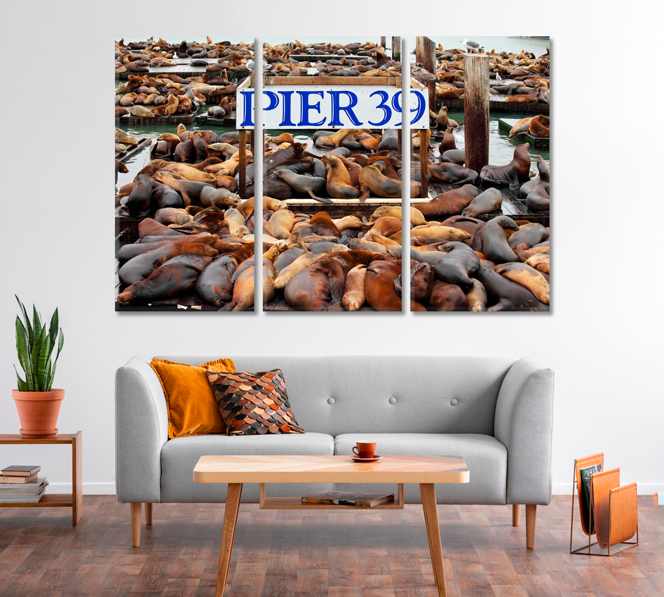 Pier 39 with Sea Lions San Francisco Canvas Print-Canvas Print-CetArt-1 Panel-24x16 inches-CetArt