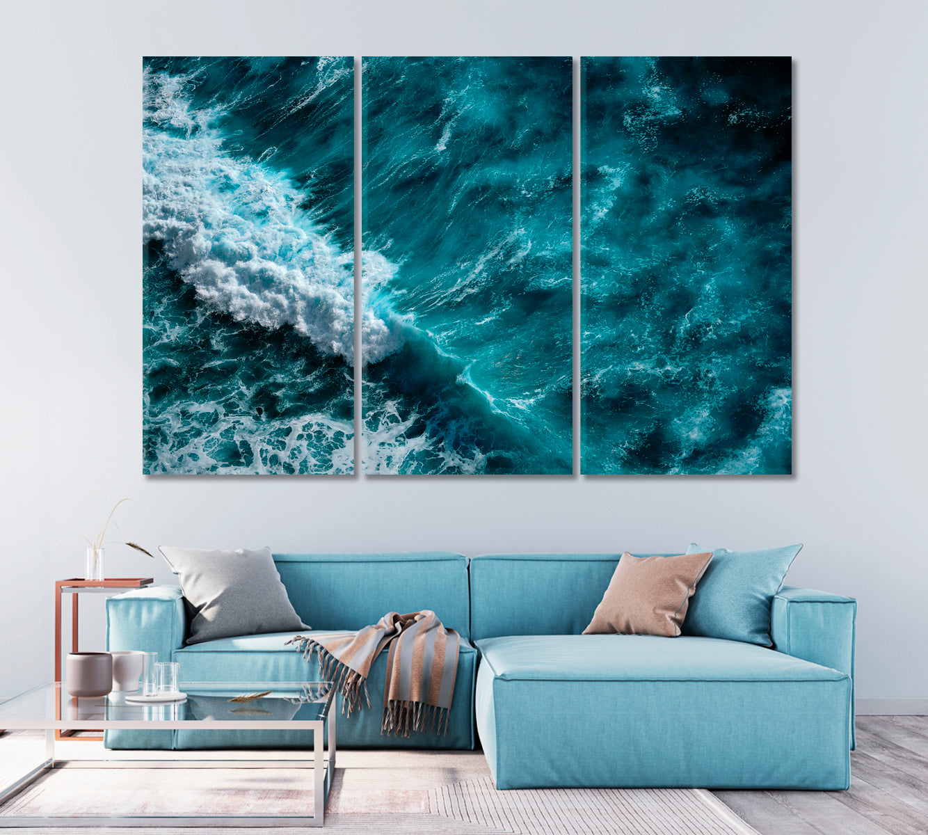 Seething Foamy Ocean Waves Canvas Print-Canvas Print-CetArt-1 Panel-24x16 inches-CetArt