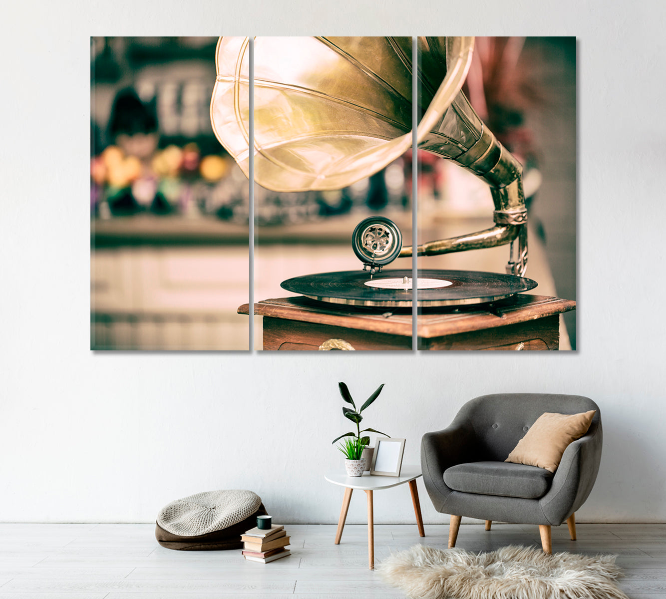 Retro Gramophone Canvas Print-Canvas Print-CetArt-1 Panel-24x16 inches-CetArt