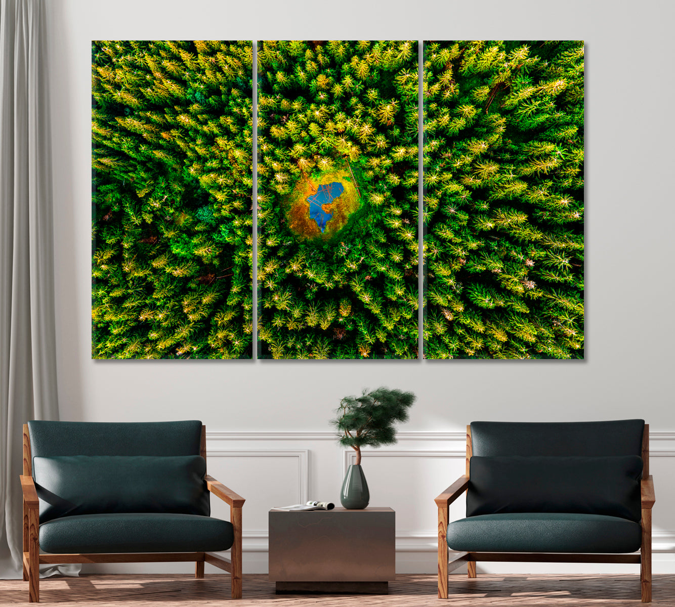 Top View of Lake in Middle of Forest Canvas Print-Canvas Print-CetArt-1 Panel-24x16 inches-CetArt