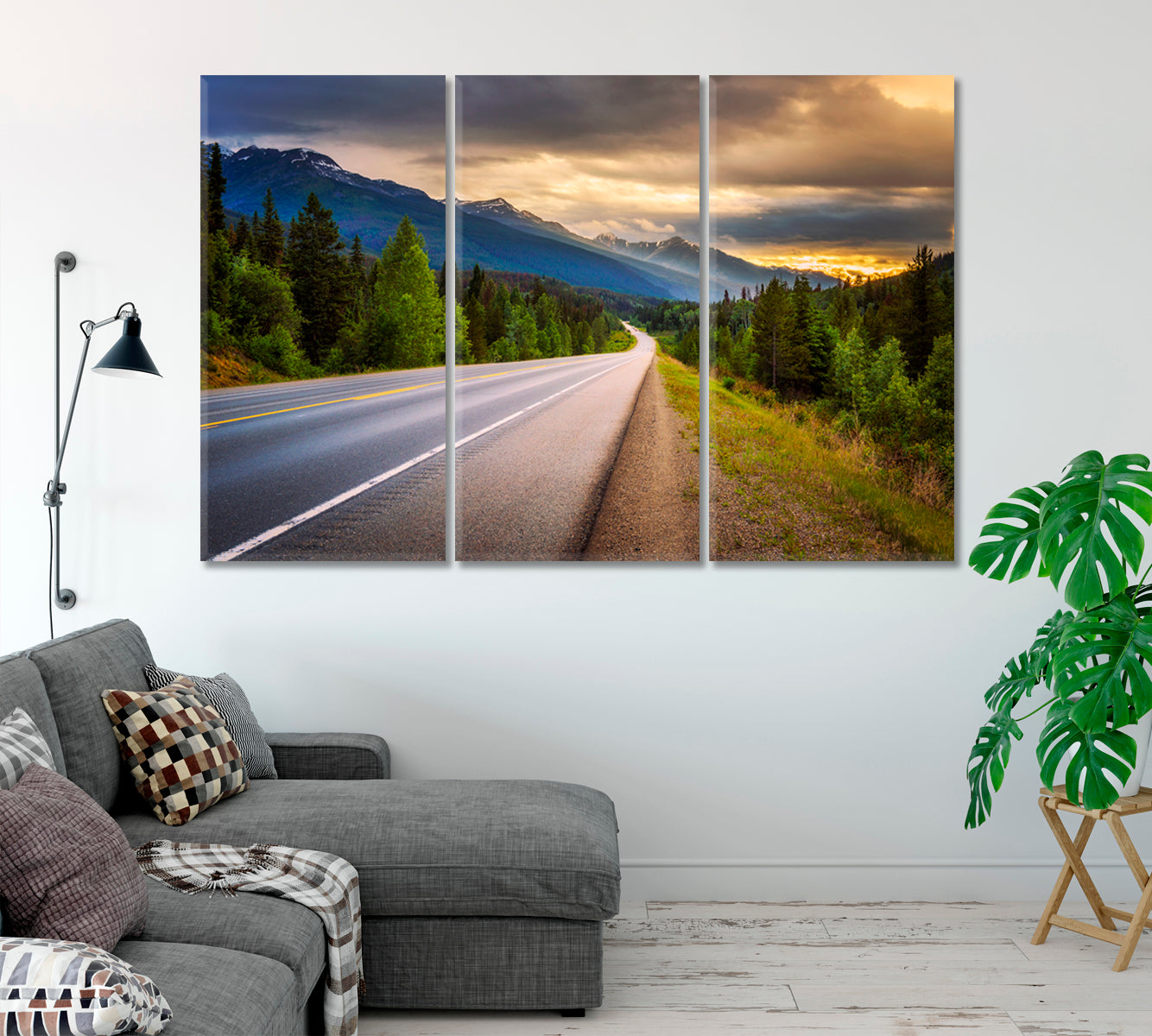 Highway through in Banff National Park Canada Canvas Print-CetArt-1 Panel-24x16 inches-CetArt