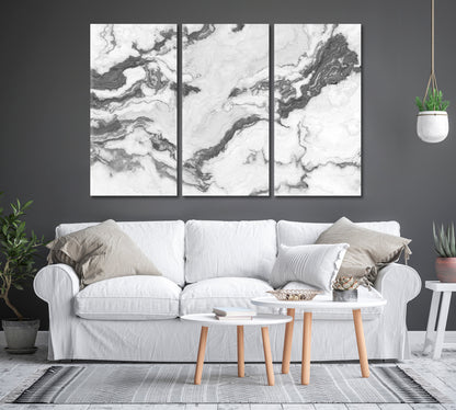 Abstract White Marble with Curly Grey Veins Canvas Print-Canvas Print-CetArt-1 Panel-24x16 inches-CetArt