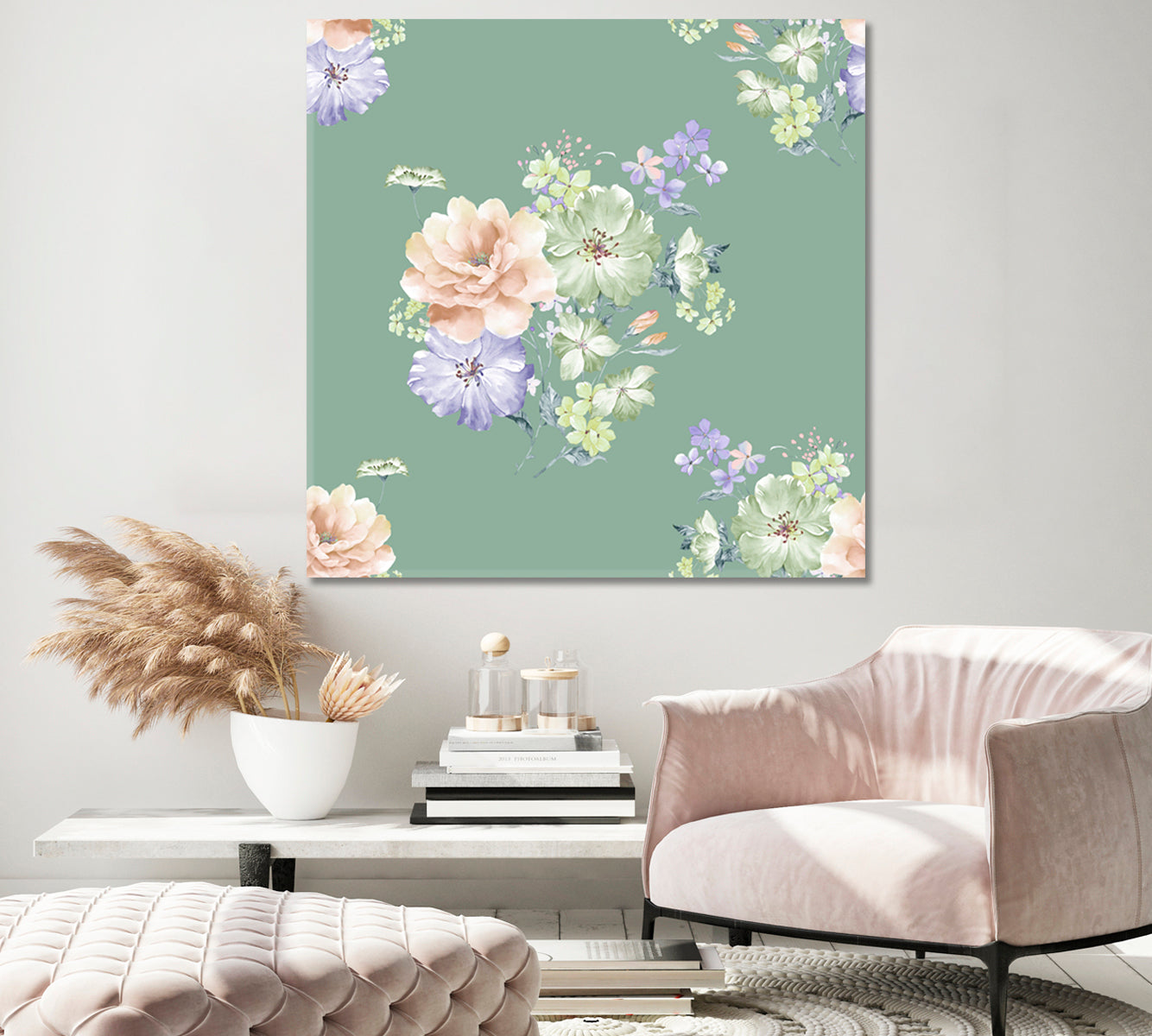 Delicate Abstract Flowers Canvas Print-Canvas Print-CetArt-1 panel-12x12 inches-CetArt