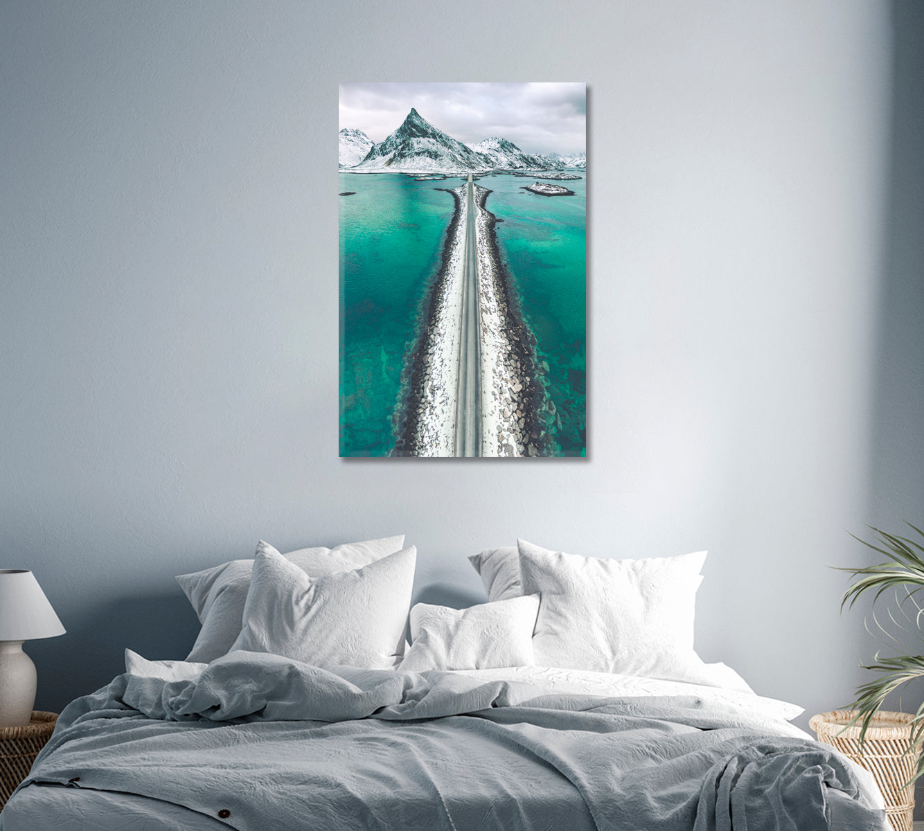 Ostend Mount And Asphalt Road Lofoten Islands Norway Canvas Print-Canvas Print-CetArt-1 panel-16x24 inches-CetArt