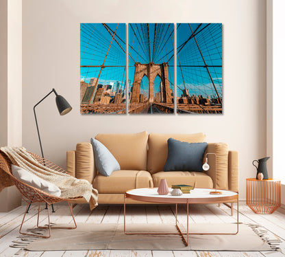 Brooklyn Bridge on Sunny Day Manhattan New York Canvas Print-Canvas Print-CetArt-1 Panel-24x16 inches-CetArt