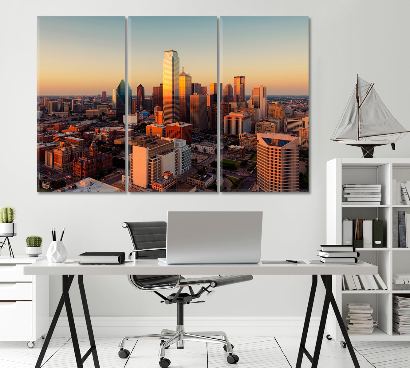 Dallas Cityscape at Sunset USA Canvas Print-Canvas Print-CetArt-1 Panel-24x16 inches-CetArt