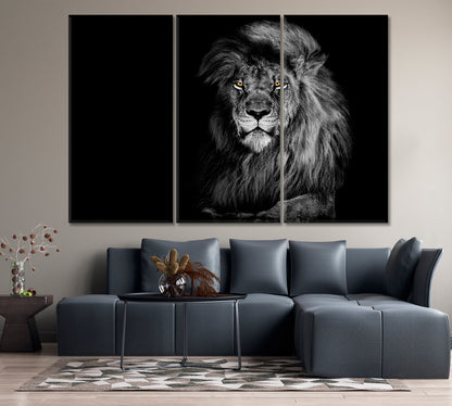 Lion King in Black and White Art Canvas Print-Canvas Print-CetArt-1 Panel-24x16 inches-CetArt