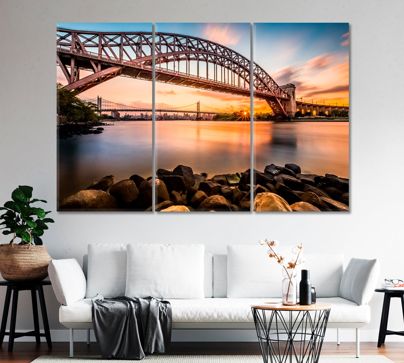 Triborough Bridge at Sunset New York Canvas Print-Canvas Print-CetArt-1 Panel-24x16 inches-CetArt