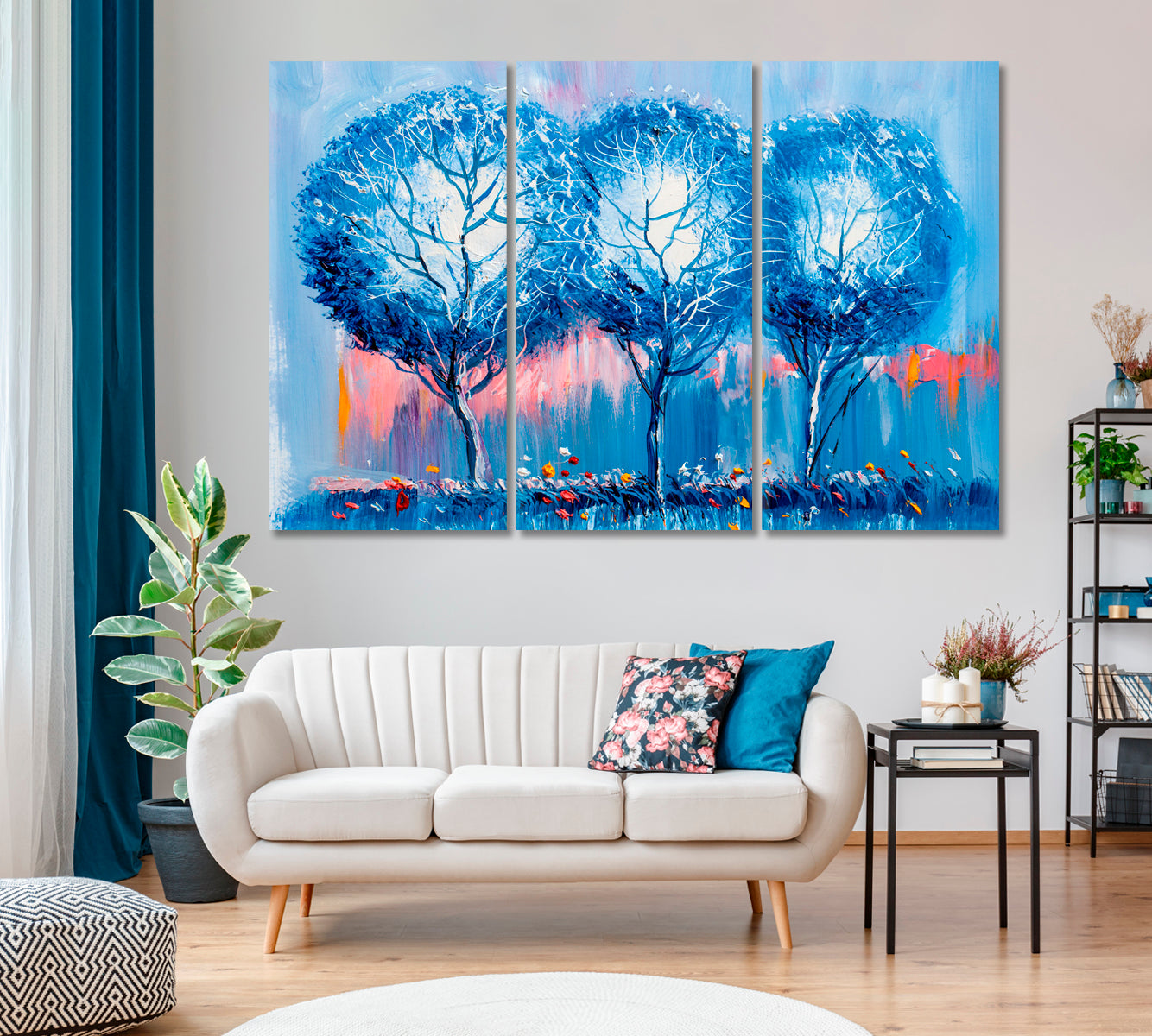 Modern Abstract Blue Trees Canvas Print-Canvas Print-CetArt-1 Panel-24x16 inches-CetArt