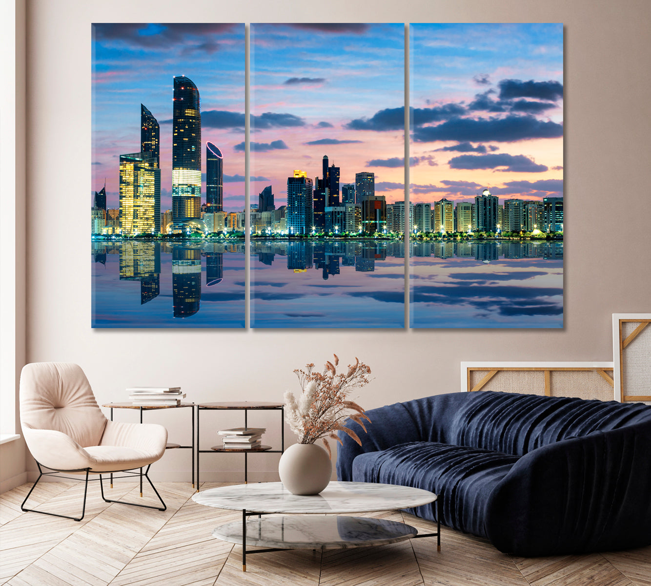 View of Abu Dhabi Skyline at Sunset UAE Canvas Print-Canvas Print-CetArt-1 Panel-24x16 inches-CetArt