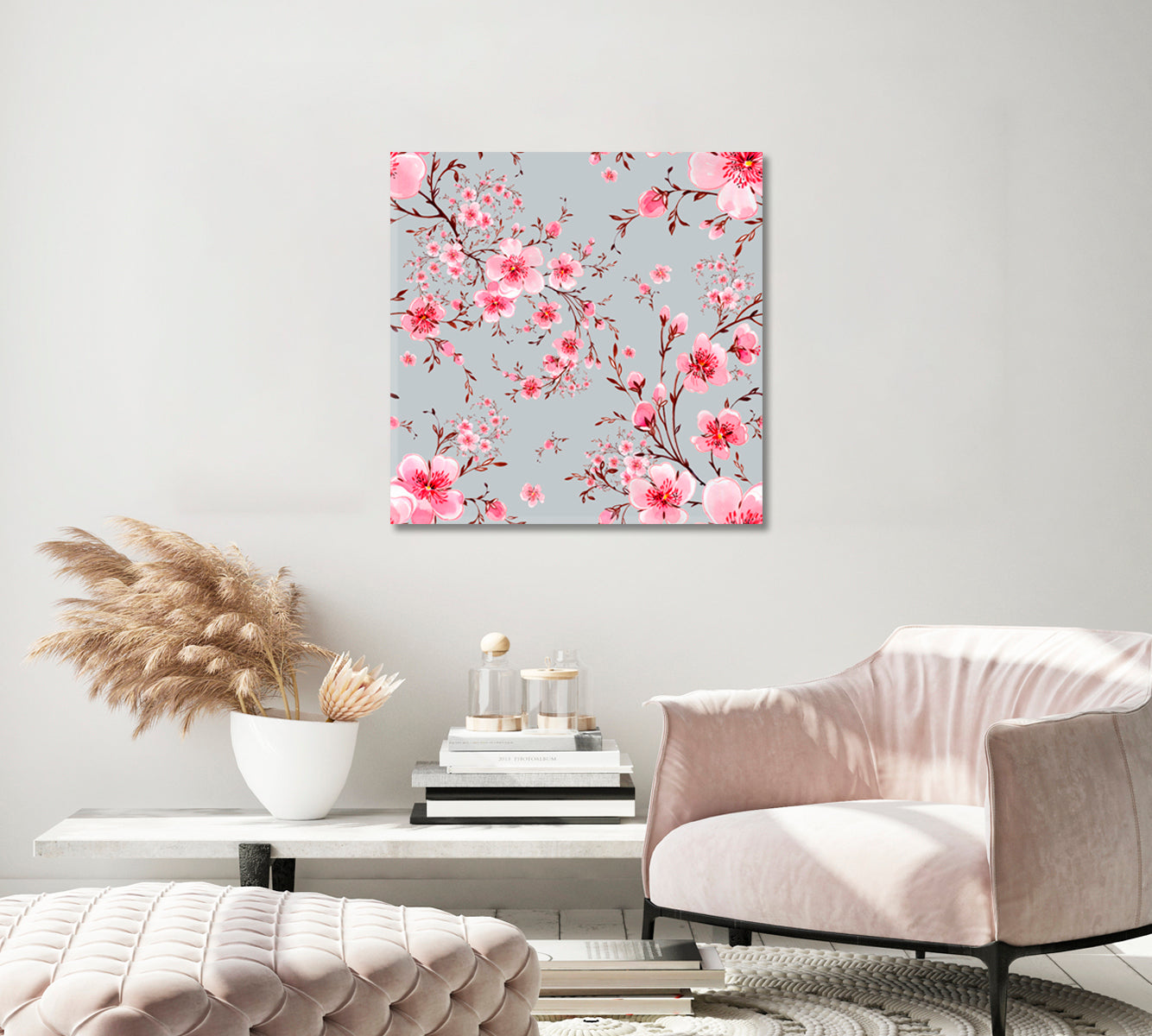 Abstract Beautiful Pink Flowers Canvas Print-Canvas Print-CetArt-1 panel-12x12 inches-CetArt