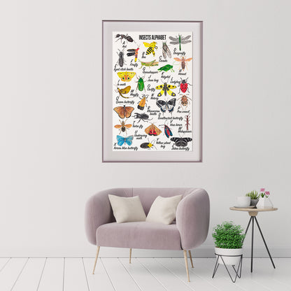 Alphabet with Insects Posters For Kids Room Decor-Vertical Posters NOT FRAMED-CetArt-8″x10″ inches-CetArt