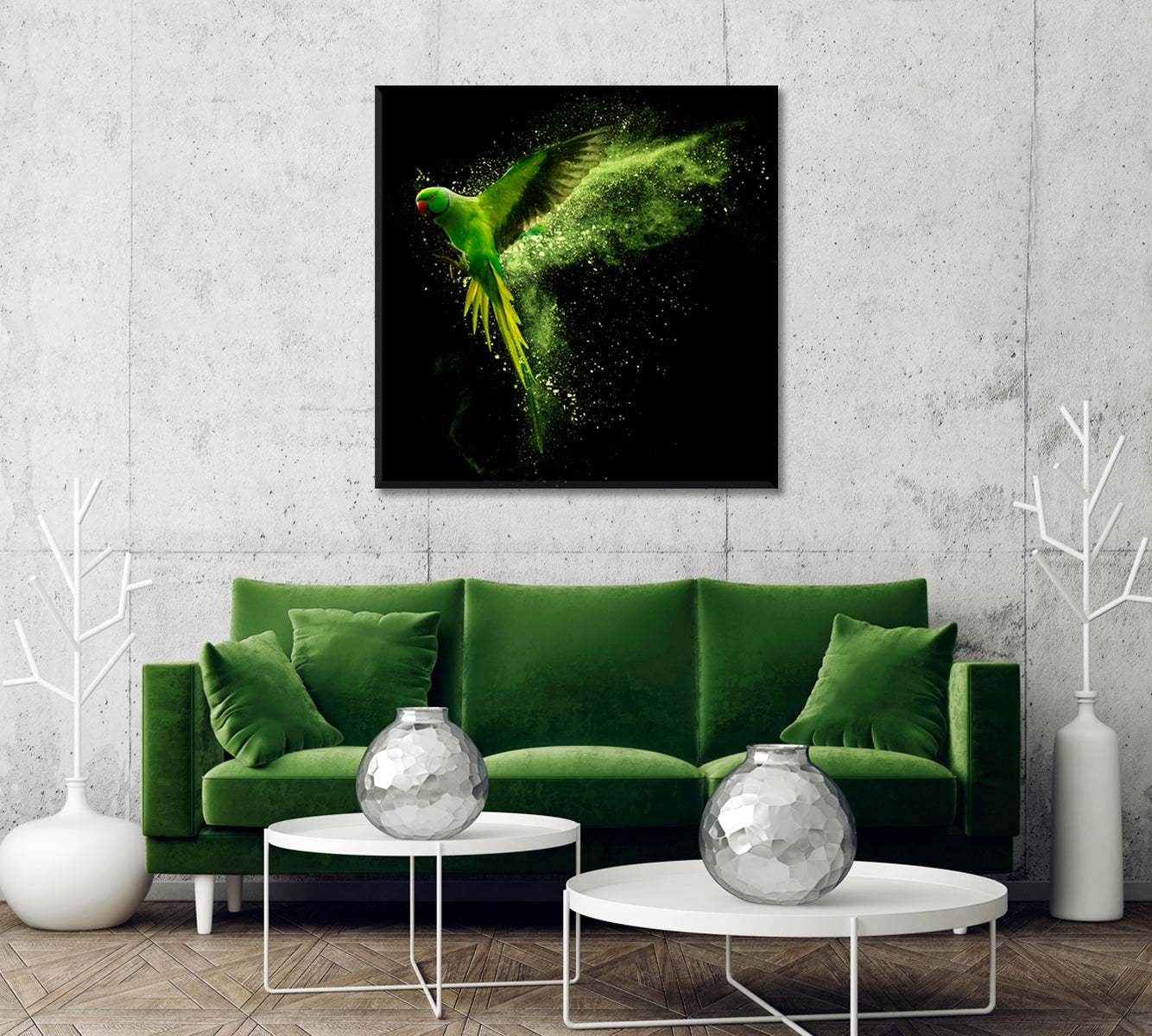 Beautiful Green Parrot Canvas Print-Canvas Print-CetArt-1 panel-12x12 inches-CetArt