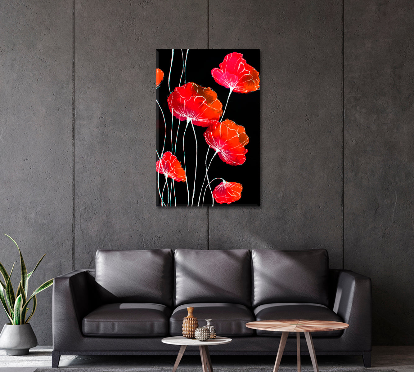 Abstract Flowers Floral Still Life Canvas Print-Canvas Print-CetArt-1 panel-16x24 inches-CetArt