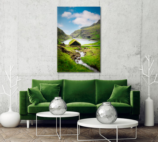 Standing Landscape Saksun Village Faroe Islands Canvas Print-Canvas Print-CetArt-1 panel-16x24 inches-CetArt