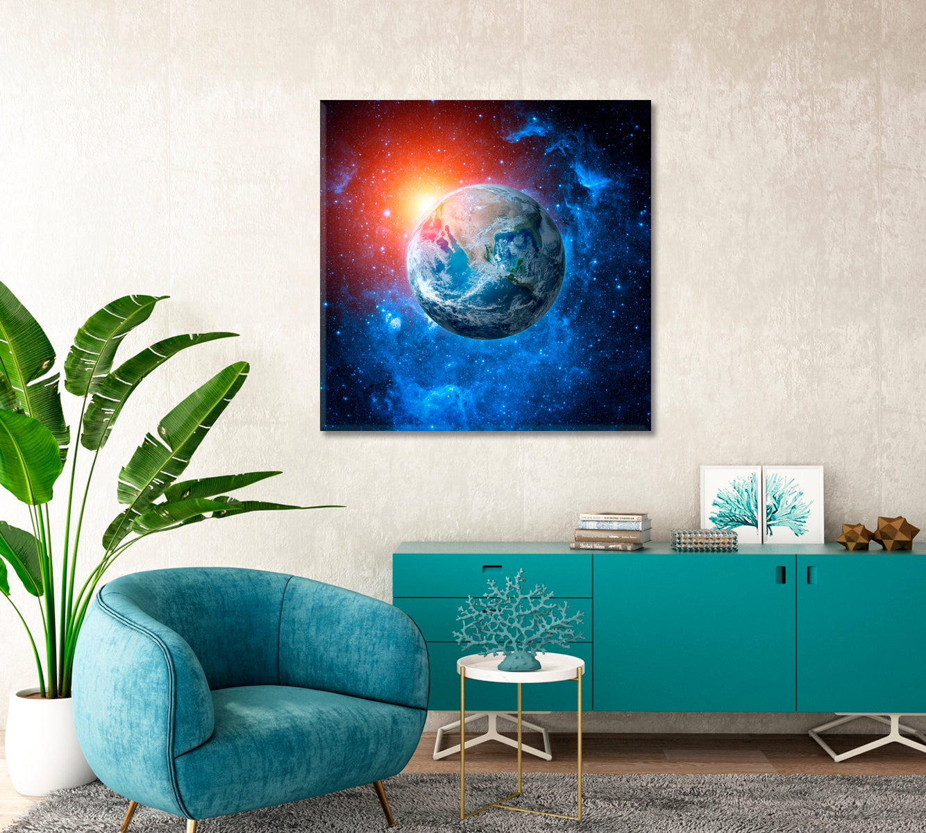 Earth and Galaxy Canvas Print-Canvas Print-CetArt-1 panel-12x12 inches-CetArt