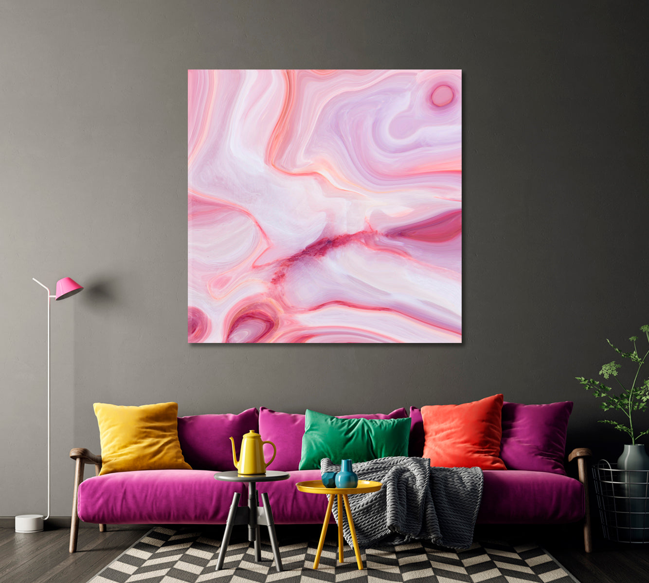 Pink Marble Pattern Canvas Print-Canvas Print-CetArt-1 panel-12x12 inches-CetArt