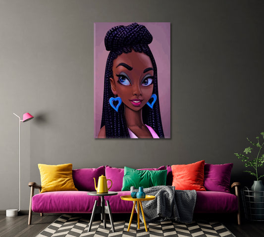 Colorful Portrait of Beautiful African Woman Canvas Print-Canvas Print-CetArt-1 panel-16x24 inches-CetArt