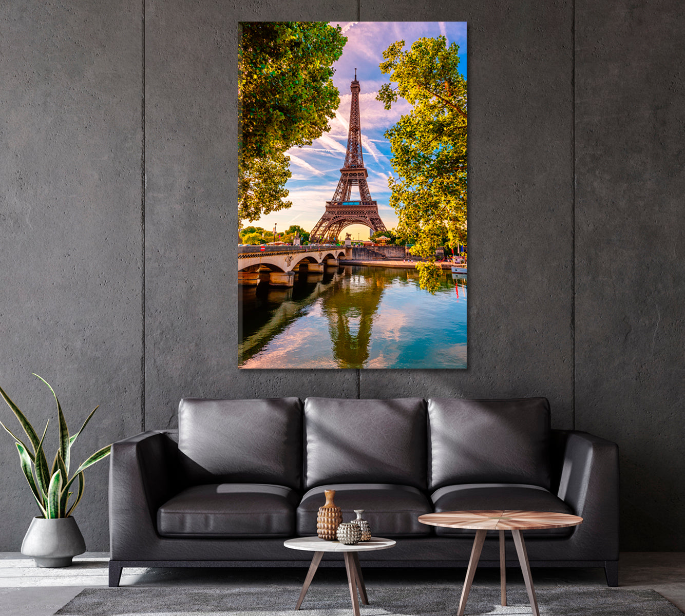 Eiffer Tower and Seine River Paris France Canvas Print-Canvas Print-CetArt-1 panel-16x24 inches-CetArt