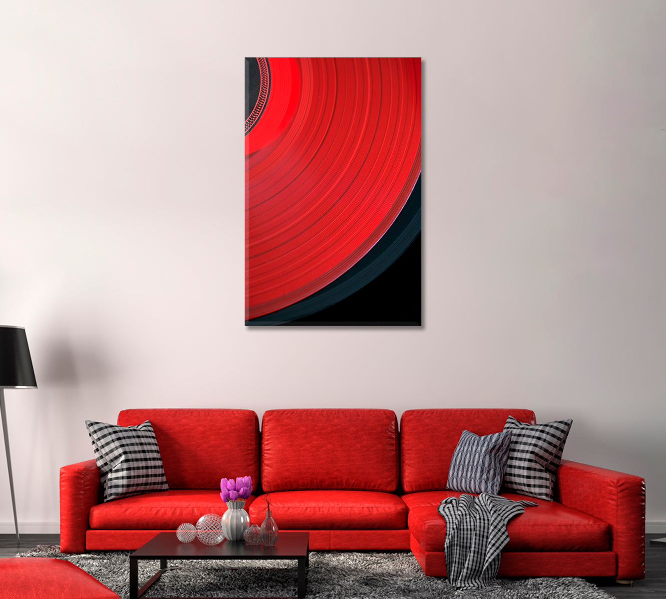 Red Vinyl Record Canvas Print-Canvas Print-CetArt-1 panel-16x24 inches-CetArt