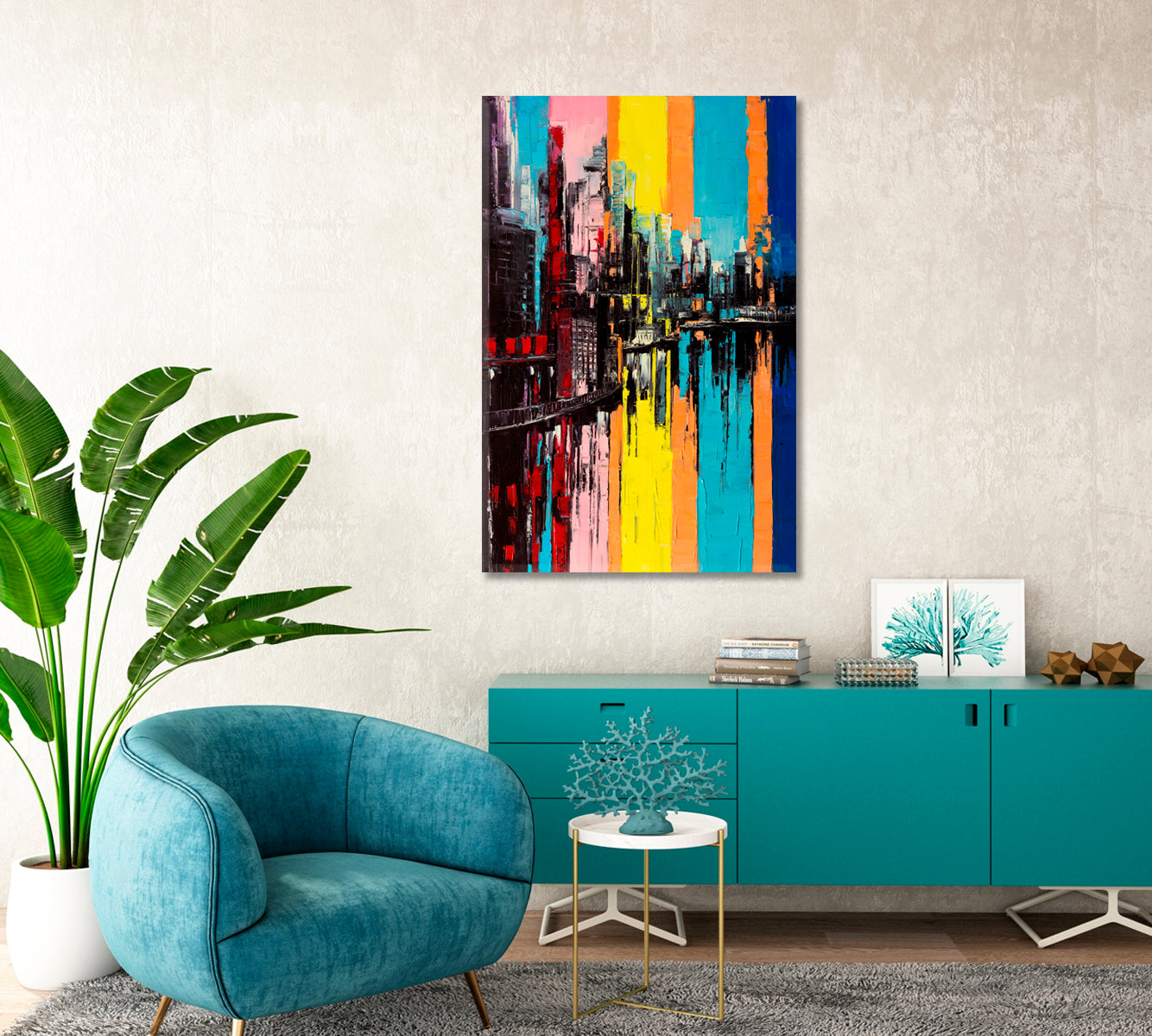 Abstract Colorful City Canvas Print-Canvas Print-CetArt-1 panel-16x24 inches-CetArt