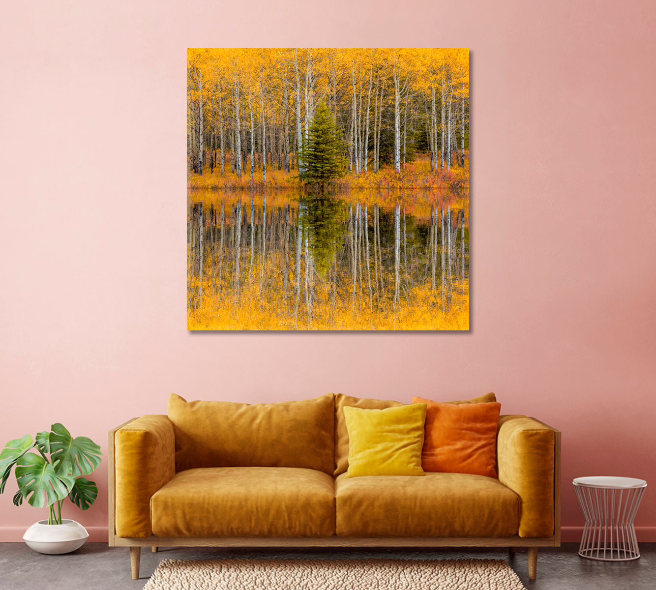 Beautiful Autumn Trees Forest Reflections Canvas Print-Canvas Print-CetArt-1 panel-12x12 inches-CetArt