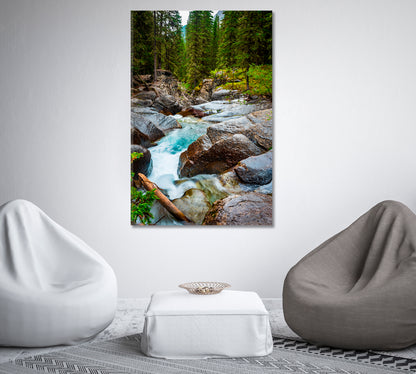 Mountain Stream Through Forest Canvas Print-Canvas Print-CetArt-1 panel-16x24 inches-CetArt