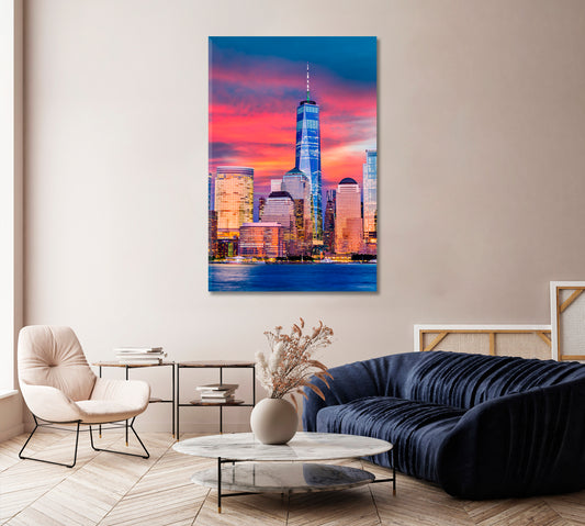 New York Lower Manhattan Skyline United States of America Canvas Print-Canvas Print-CetArt-1 panel-16x24 inches-CetArt