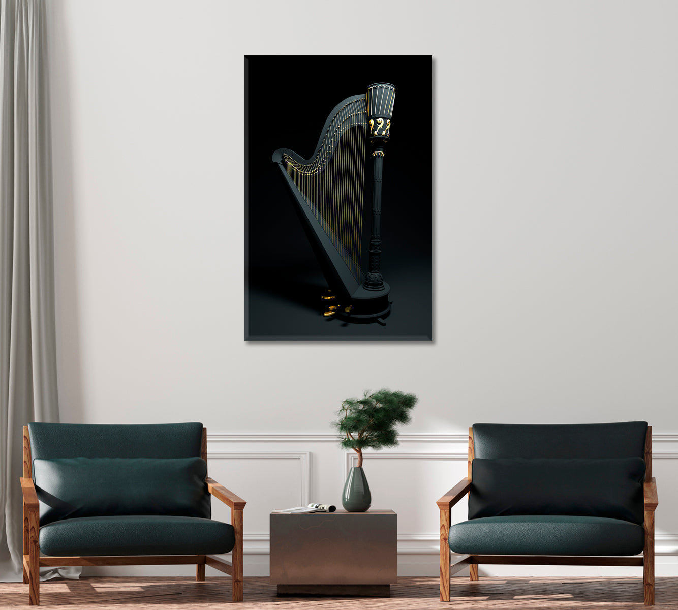 Black Harp Canvas Print-Canvas Print-CetArt-1 panel-16x24 inches-CetArt