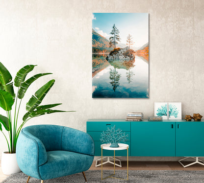 Beautiful Lake Hintersee at Sunset Berchtesgaden Bavaria Germany Canvas Print-Canvas Print-CetArt-1 panel-16x24 inches-CetArt