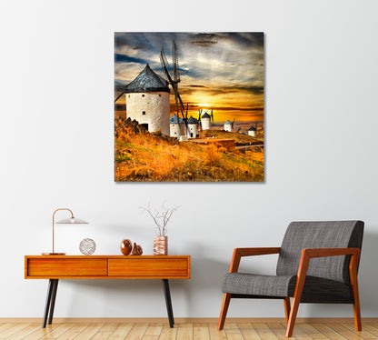 Windmills of Don Quixote Spain Canvas Print-Canvas Print-CetArt-1 panel-12x12 inches-CetArt