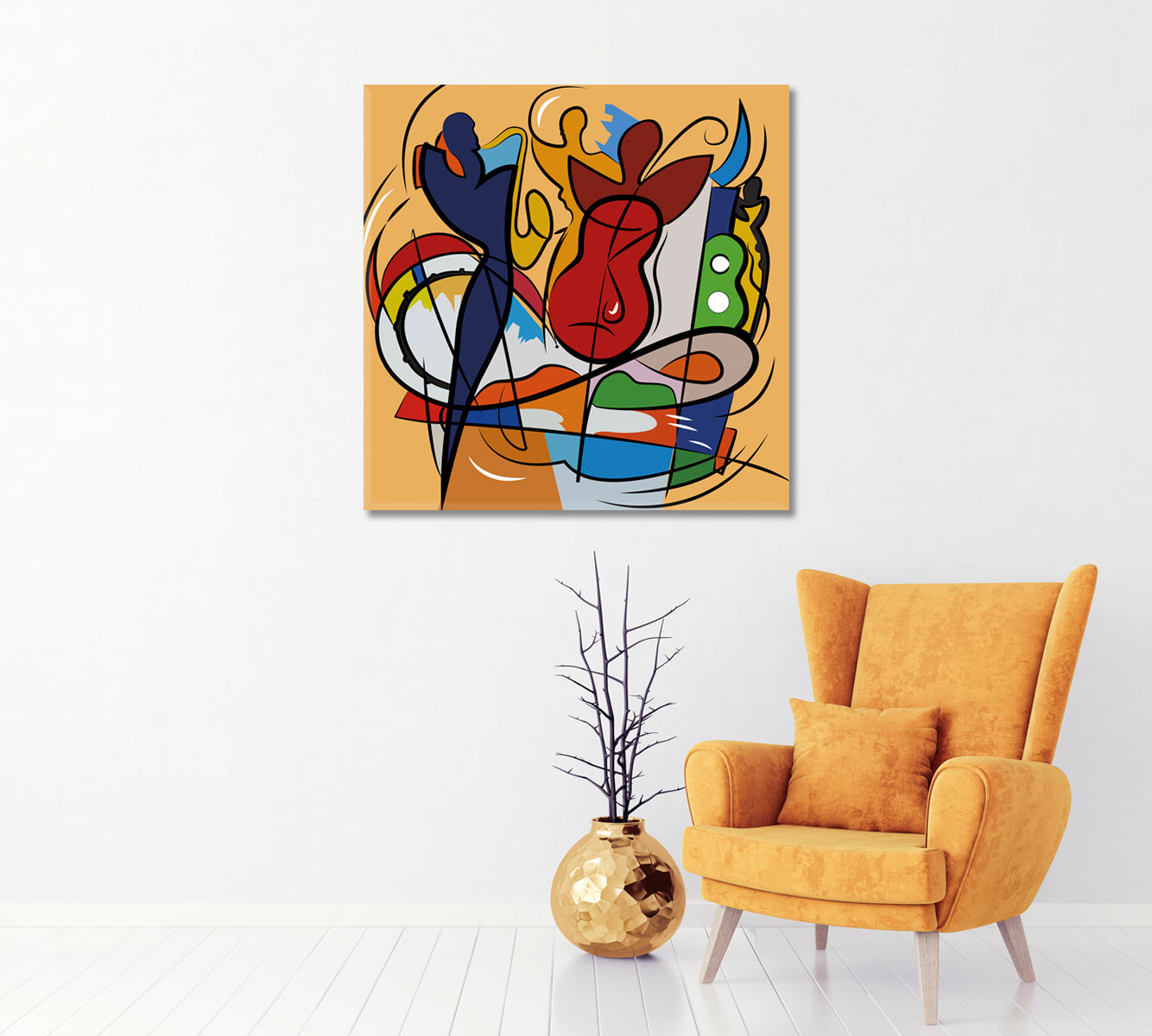 Modern Jazz Music Abstraction Canvas Print-Canvas Print-CetArt-1 panel-12x12 inches-CetArt