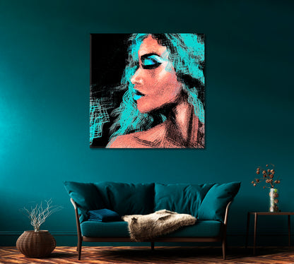 Beautiful Portrait of Young Woman Canvas Print-Canvas Print-CetArt-1 panel-12x12 inches-CetArt