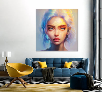 Incredibly Beautiful Girl Portrait Canvas Print-Canvas Print-CetArt-1 panel-12x12 inches-CetArt