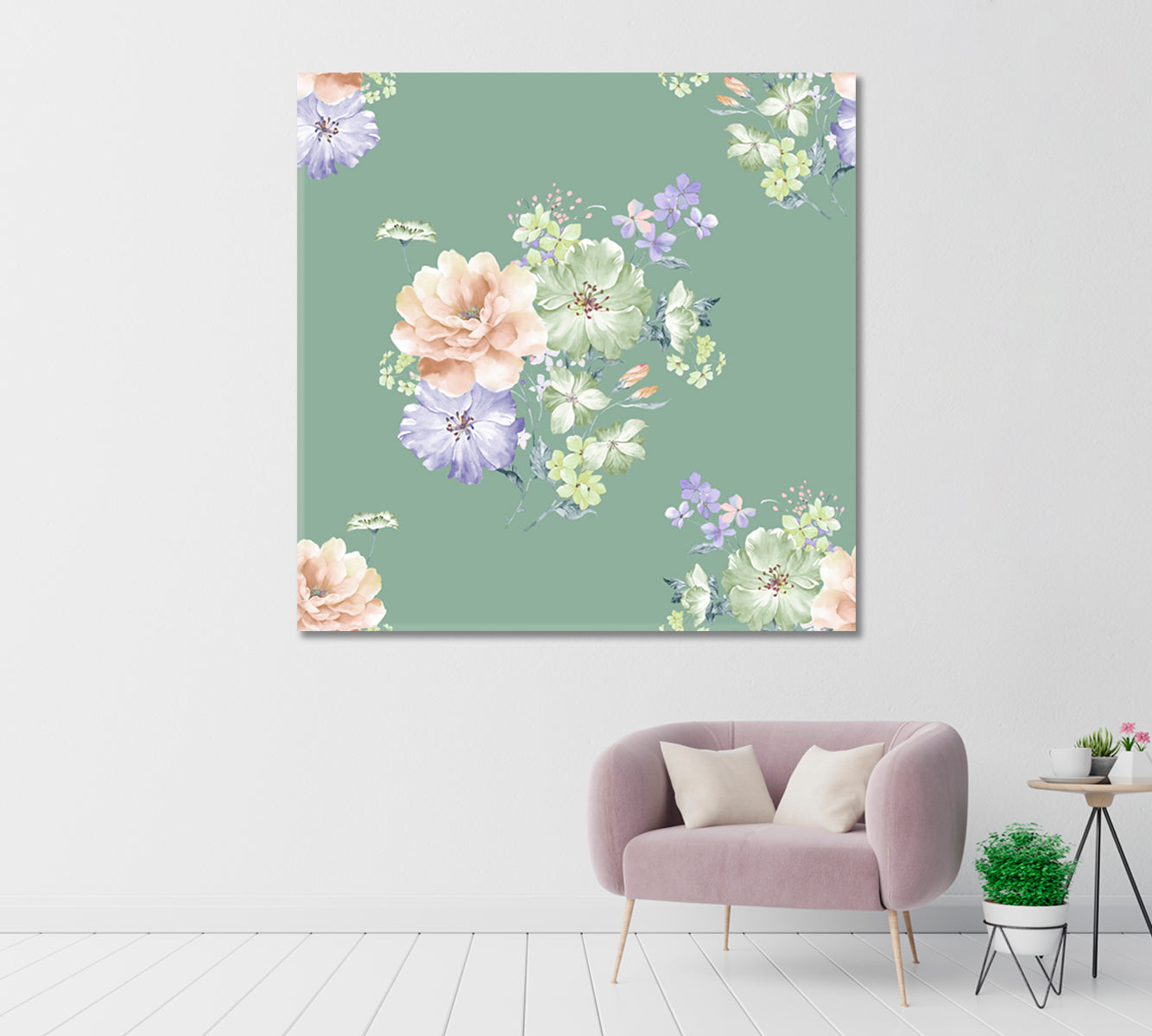 Delicate Abstract Flowers Canvas Print-Canvas Print-CetArt-1 panel-12x12 inches-CetArt