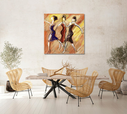 Abstract Dancing Women Canvas Print-Canvas Print-CetArt-1 panel-12x12 inches-CetArt